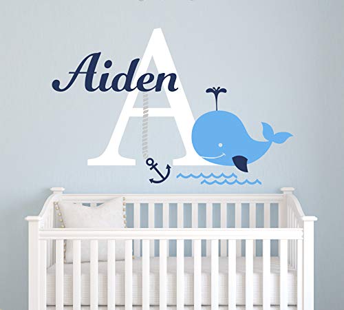 Vinilo decorativo infantil con diseño de ballena azul