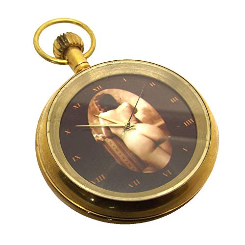 Reloj de bolsillo mecánico de latón para coleccionistas que buscan arte erótico vintage