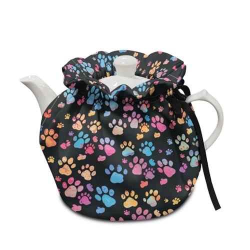 Image of Dog Paw Prints Teapot Cover Keep Warm Teapot Cover Insulated Kettle Cover for Home Kitchen Decor Tea Cozies for Hotel Restaurant Tea Party