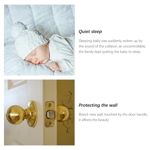 Image of 3-Pack Silicone Doorknob Covers, Round Door Knob Protectors - Wall Bumpers, Dust Covers, Noise Reducers, Easy to Install (Yellow)