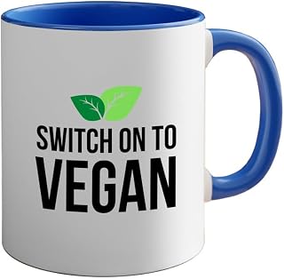 Vegan 2Tone Mug 11oz Blue -Switch On To Vegan - Plant-Based Diet Vegetarian Herbivore Veganism Activism Athlete Gym