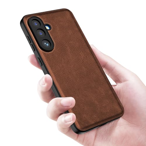 Image of Kapa Tux Leather Back Cover for Samsung Galaxy M56 | Slim Shockproof Camera Protection Bumper Case (Brown)