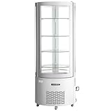 Glownary Commercial Glass Display Refrigerator, White Circular Design, 10.5 Cu Ft, LED...