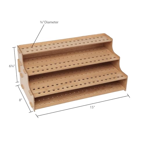 Image of Mezzo Artist Studio Colored Pencil Holder, 20 Pack - Desktop Color Pencil Organizer, Easy Assembly Upright Storage Rack for 120 Pencils, 3 /8 inch Diameter Holes w / Point Rest, Woodgrain Laminate