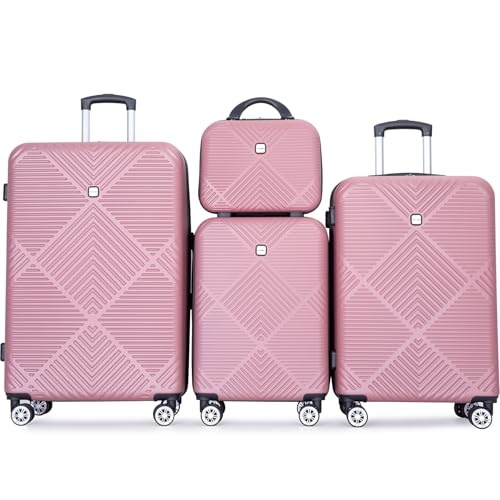 Tripcomp Luggage 4 Piece Set, Hardshell ABS Suitcase Set with Double Spinner Wheels, Lightweight