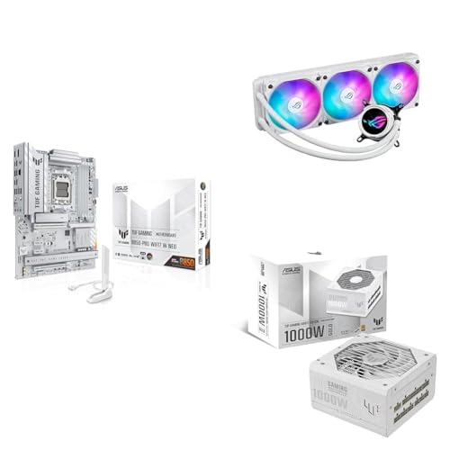 Image of ASUS Bundle of TUF Gaming B850-PRO WIFI7 W NEO AMD AM5 ATX Motherboard + ROG Strix LC III 360 ARGB LCD White AIO CPU Liquid Cooler + TUF Gaming 1000W 80+ Gold White Fully Modular Power Supply