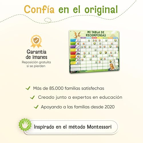Miniatura 4 de Likarto Tabla De Recompensas Para Niños - Pizarra Magnética Con Muchas Tareas Y 280 Imanes - Inspira El Buen Comportamiento - Calendario Educativo Infantil - Verde