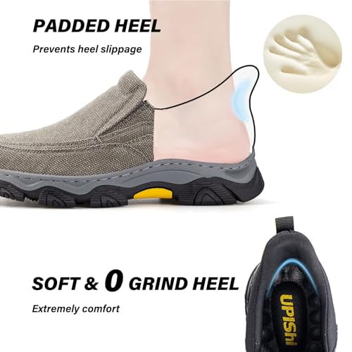 UPIShi Men's Hands Free Slip On Walking Loafer Slip-ins Casual Canvas Lightweight Indoor Outdoor Cushioning Shoes4