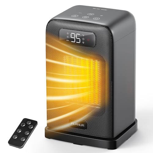 Space Heaters for Indoor Use, 1500W Small Desk Heater 2 in 1 with Remote, Thermostat, LED Display, Overheat & Tip Over Protection, 12H Timer, 70° Oscillating Heater for Office (Black, 1Pack)