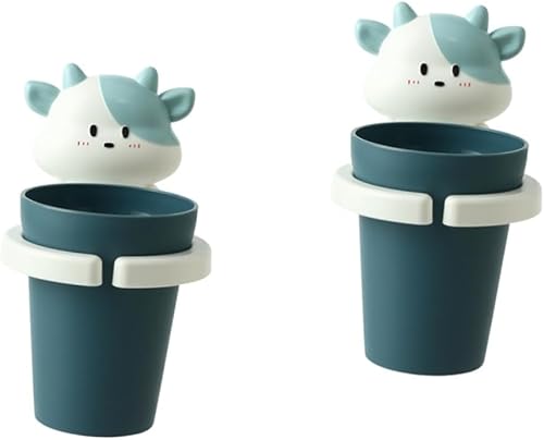 Cabilock 2 uds taza de enjuague bucal titular de pasta de dientes de dibujos animados beber agua taza de dientes irrompible titular de cepillo de