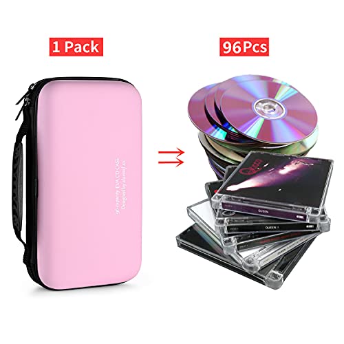 undefined LIOVODE 96枚収納 CDケースポータブルEVA blu-ray ディスク収納ケース 大容量 DVD/VCD 収納 (96枚, ピンク 96) の商品画像 2