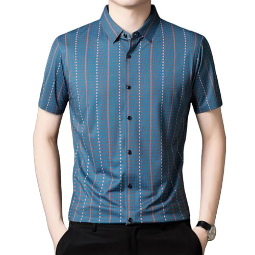 Chemise d'été homme en soie glacée à manches courtes décontractée