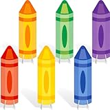 Resurhang 6 Pcs School Crayon Yard Sign Decorations Crayon Kindergarten Preschool Party Decoration Classroom Cutouts for School Outdoor Lawn Yard Sign Photo Props