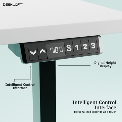 Image of Motorized Electric Standing Desk, Height Adjustable Sit Stand Workstation with Walnut Wood Grain Top, Ergonomic Computer Desk for Home & Office (Black Frame & White Top, 1200 x 600 mm)