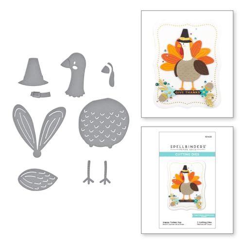 Happy Turkey Day Etched Dies from The Fall Traditions Collection by Spellbinders - Used condition - US$10.58