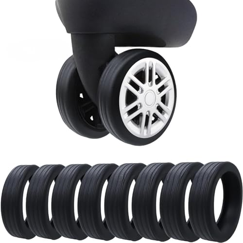Pacote Com 8 Capas para Rodas de Bagagem, Estojo para Carrinho Com Absorção de Choque e Cancelamento de Ruído, Proteção de Rodízio de Silicone, Cobertura para Rodas de Bagagem de