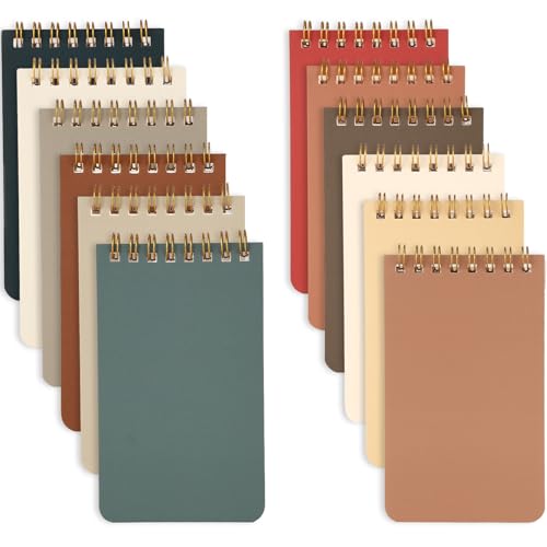 Note Pads - Aesthetic Spiral Notebook Small 3 x 5 Inches, Pocket Notebook 12 Pack, College Ruled Spiral Notepads With 60 Sheets /120 Lined Pages, A7 Mini Notebooks for Work, School, Travel -12 Morandi