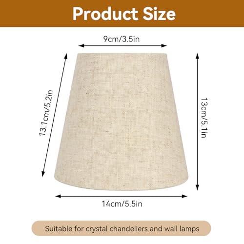 6Pcs Fabric Lampshades Set of 6 Fabric Light Shades Clip on Bulb Chandelier Ceiling Clip Lampshades 5.5x5.2x3.5inch Small Wall Lamp Shade - Image 3