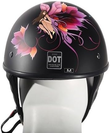 DOT Motorcycle Half Helmet with Fairy and TFlowers (Size L, LG, Large)
