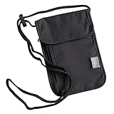 [RemarksJapan] パスポートケース 首下げ RFID スキミング防止 セキュリティポーチ パスポートバッグ トラベル ネックポーチ 超薄型 軽量 航空券 紙幣 カード スマホ 収納 多機能 海外旅行 貴重品入れ 男女兼用 ストラップ調節可 (Black)