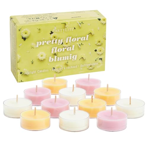 PartyLite Tea Lights Sampler, White Rose and Lily & Linen with Cherry Blossom Scented Candles, Gift