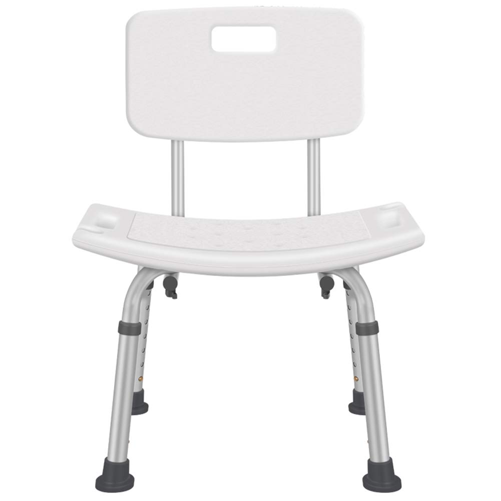 Ergonómico Blanco Silla de Ducha con Respaldo y Teras Antideslizantes,Ensamblaje Sin Herramientas Taburete de Ducha-Regulable en Altura,para Ancianos y Discapacitados