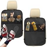 Zatixbu 2 Pack Car Kick Mats for Back Seats, Waterproof Kick Mat Auto Seat Protectors with 3 Mesh Pockets - Universal Car Seat Protector for Sedans Vans (24x16 Inch, Black)