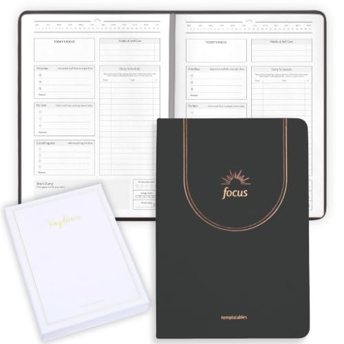 ADHD Daily Planner for Neurodivergent Adults Premium Leather Productivity & Task Management Planner with Guided Focus Pages 170gsm Paper Gold Foiling & Gift Box Undated | A5 (Black)