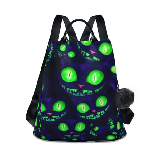 Bolsa de viaje antirrobo con ojos de gato verde y pompón para sorprender