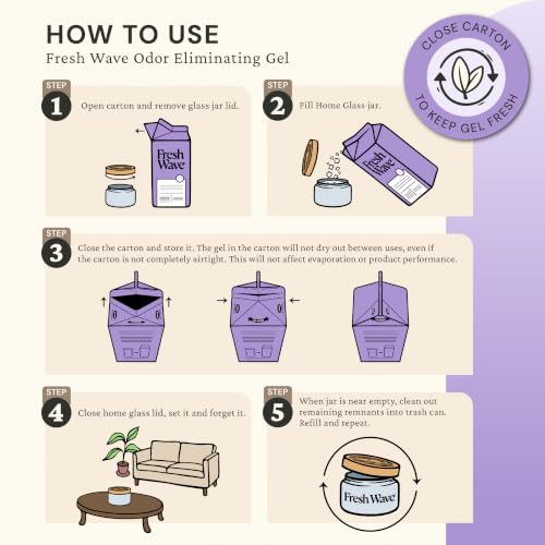 Image of Fresh Wave Odor Removing Gel 4-Pack Glass Jar & 63oz Refill, Lavender