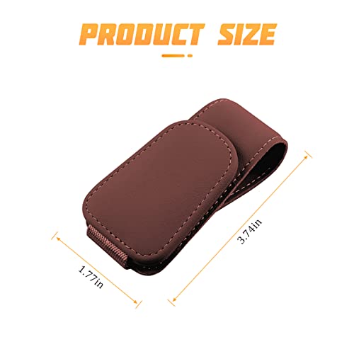 Image of AICEL Sunglasses Holders for Car Sun Visor, Leather Eyeglasses Hanger Mounter, Magnetic Glasses Holder and Ticket Card Clip, Auto Interior Accessories Universal for SUV Pickup Truck