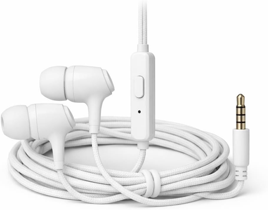 Wired Earphones with Mic | 3.5mm Jack in-Ear Headphones with Deep Bass & HD Sound | Tangle Free Cable | Noise Isolation | Compatible with Android Mobile, iPhone (Adapter), Laptop & Tablet