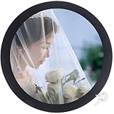 alfyng Round Photo Frame Wooden Wall Hanging Picture Frames for Home Office Wall Decor (Black, 8 inch)