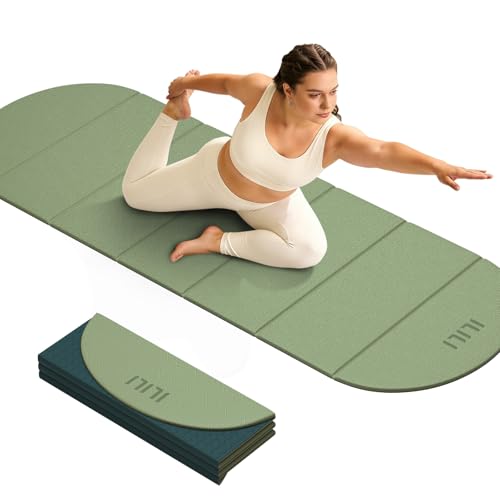 ILILI Foldable Yoga Mat-Semicircular, 10mm Thick, TPE Material, Extra Long 75