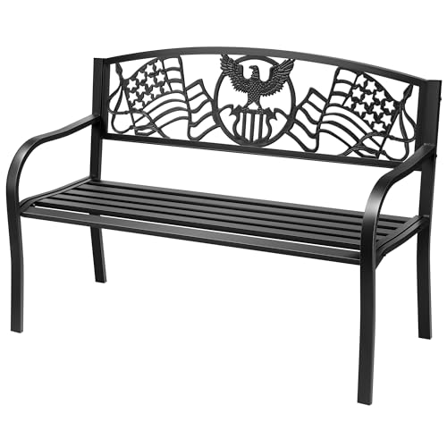 Vivohome VH1379 50 Inch Outdoor Garden Bench Cast Iron Metal Frame Patio Park Benches cover