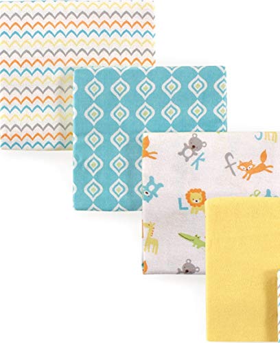 Image of Luvable Friends Unisex Baby Cotton Flannel Receiving Blankets, ABC 7 Count, One Size (Pack of 12)