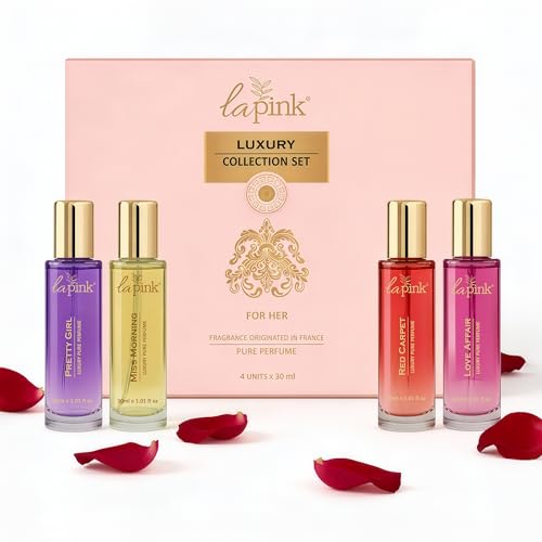 Image of La Pink Luxury French Pure Perfume Valentine Gift Set for Woman 120ml | Travel Friendly Long Lasting Fragrance Set for Women | Ideal Gift for Every Occasion | (30ml x 4)