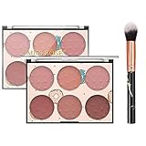 KAYNEST 6 Colors Matte Blush Palette, Rose Pink Light-Luxury Face Blush Palette with a Marble Makeup Brush, Contour & Highlight Face for a Shimmery or Matte Palette (#B - Matte Blush)