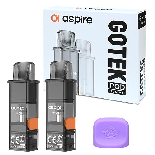 Aspire GOTEK S/X 交換用 POD カートリッジ 1箱(2個入)+ シリコンキャップ (パープル)