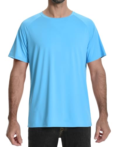 WISREMT Men's Swim Shirt UV Rash Guard Short Sleeve Loose Fit Quick Dry UPF 50+ SPF Sun Protection Swimming Athletic Water T Shirts Lightweight Rashguard for Fishing Surfing Beachwear S M L XL XXL