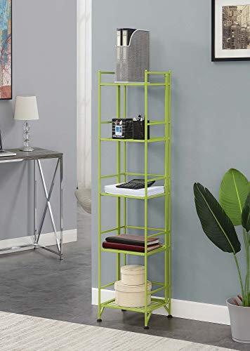 Image of Convenience Concepts Xtra Storage Shelves - 5-Tier Folding Metal Storage Shelves, Closet Organizer for Office, Laundry Room, Bedroom, Garage, Kitchen, Bathroom, Lime Green