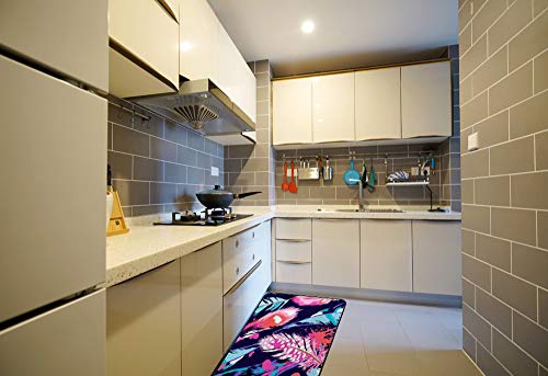Tapis de cuisine rectangulaire lavable polyester antidérapant plumes - 4