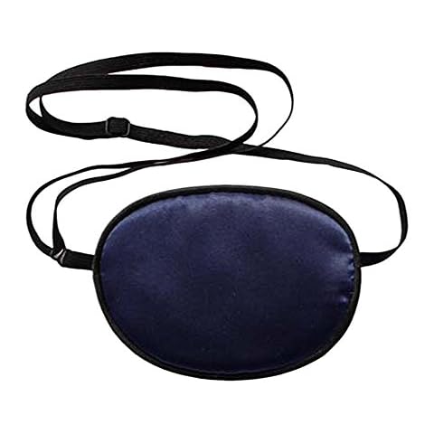 HugeDE Soft Comfortable Silk Pirate Eye Patch for Adults Lazy Eye Amblyopia Strabismus Deep Blue Cover