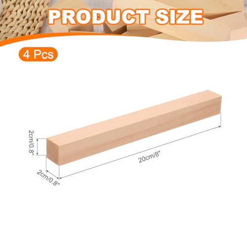 QUARKZMAN 4 Stücke Basswood Schnitzblock, 0,8x0,8x8 Quadratische Holzdübel Blöcke Holzstücke für DIY, Kunstdekoration, Handwerk Schnitzen, Handgeschnitzt