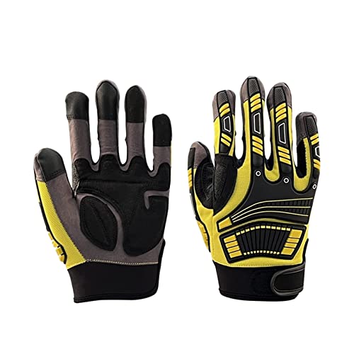 YQVEOT Gants de travail Anti-impact Vibration TPR Gants de travail de sécurité Mécanique anti-coupure absorbant les chocs Gants en cuir résistants aux chocs - Gants de travail(XL)