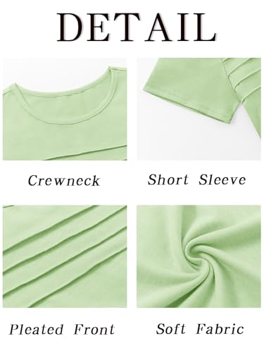 Image of Imily Bela Girls Pleated Short Sleeve T Shirts Kids Summer Crewneck Shirts Casual Tops Tees 5-14 Years