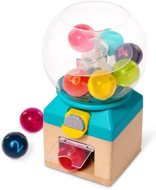B. toys Rainbow Gumballs - Colors & Numbers Gumball Machine: Baby and Toddler Learning Toy, Fine Motor Skills Development