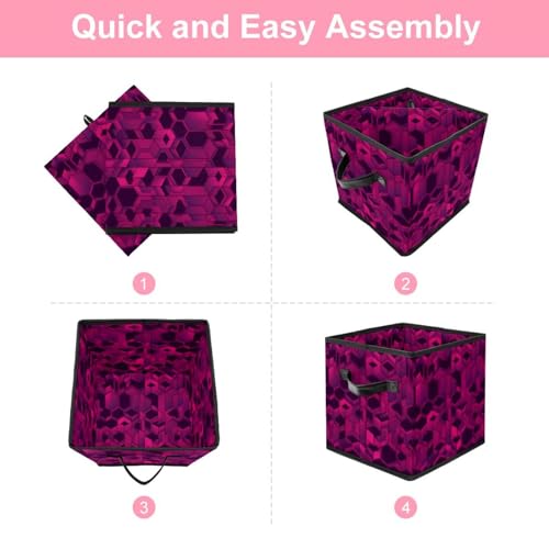 Boîte de rangement pliable rose carré géométrique grand cube pour placard