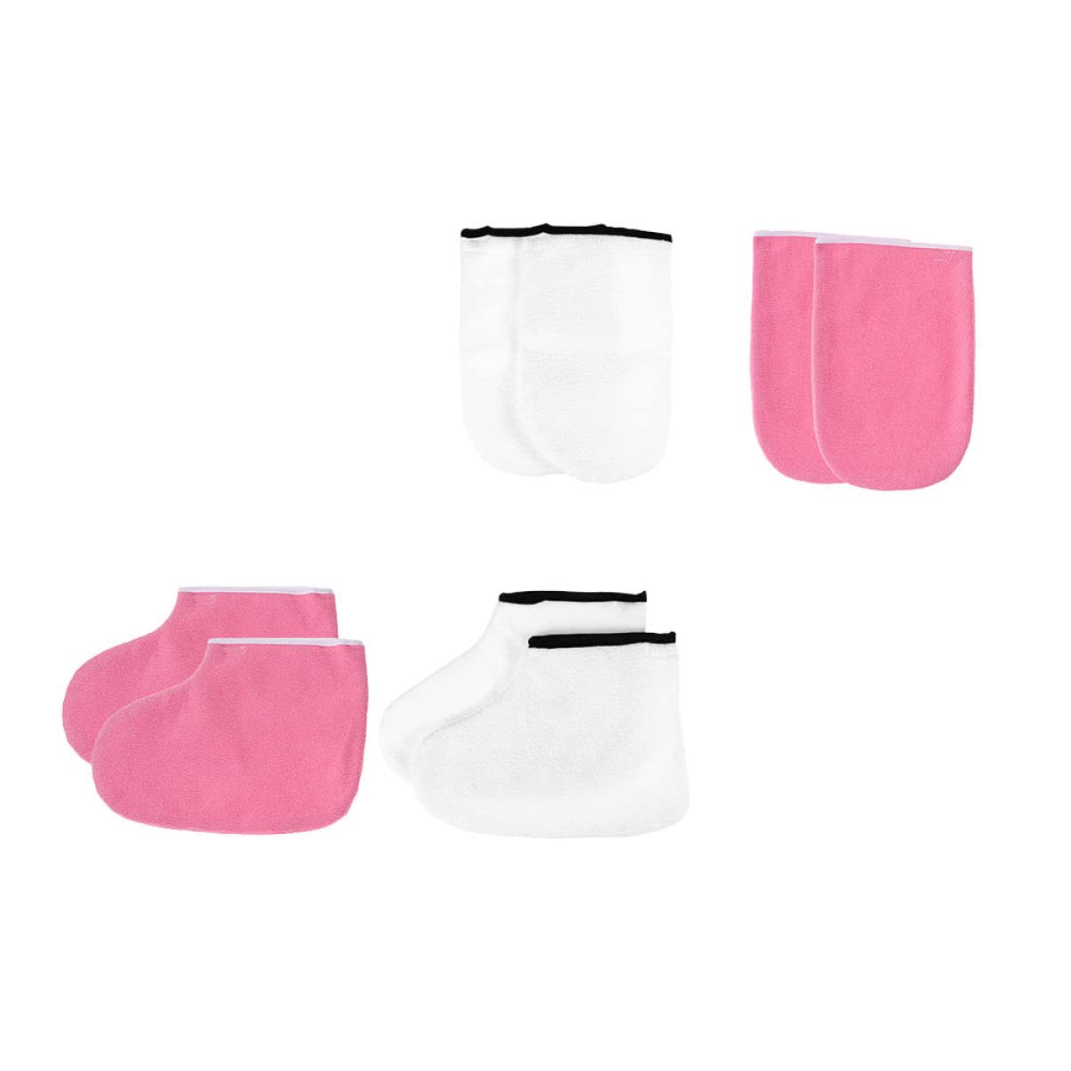 SOESFOUFU 2 Pair Paraffin Therapy Gloves Hand Foot Wax Therapy Mitts Socks White Pink Set