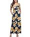 OUGES Women's V-Neck Pattern Pocket Maxi Long Dress